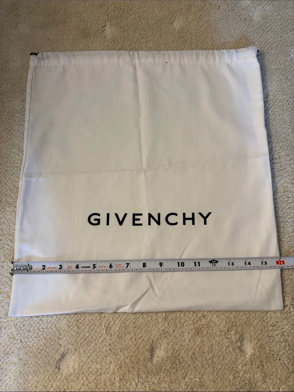 Givenchy White Cotton Drawstring Dust Bag with Black Logo